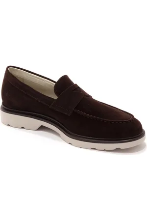 Hogan Schoenen, Heren, Bruin, 42 EU, Suède, Grijze Suède Loafer Schoenen met Memory Foam