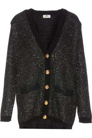 Elisabetta Franchi Truien, Dames, Zwart, L, Wol, Zwarte Sweaters Tricot Breiwerk
