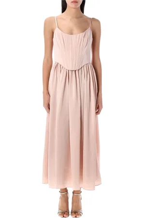 ZIMMERMANN Kleedjes, Dames, Roze, S, Satijn, Corset Midi Jurk