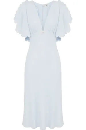 Elisabetta Franchi Kleedjes, Dames, Blauw, XL, Elegante Celeste Jurk voor Vrouwen
