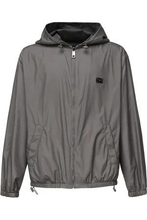 Dolce & Gabbana Jassen, Heren, Grijs, M, Grijze Technische Stof Rits Shirt