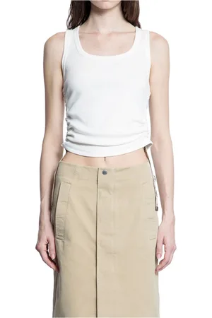 Burberry Tops, Dames, Wit, S, Katoen, Witte Ribgebreide Jersey met Ruitbanden