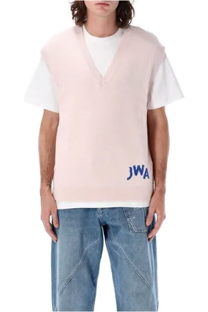 J.W.Anderson Truien, Heren, Roze, M, Katoen, Luxe V-Hals Truien Blush