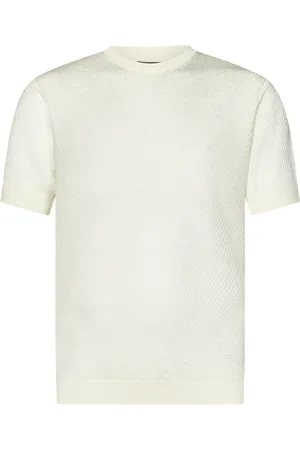 Emporio Armani Tops, Heren, , L, Wol, Gebreide Trui Roomwit Ss 25