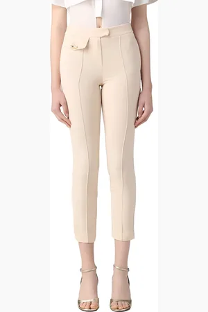 SIMONA CORSELLINI Broeken, Dames, , 3Xs, Polyester, Crepe Pantalone met voorrits