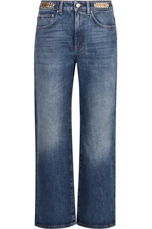 Paco rabanne Jeans, Dames, Blauw, W28, Katoen, Metallic Detail High-Rise Boyfriend Jeans