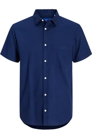 JACK & JONES Overhemden, Heren, Blauw, M, Ocean Cavern Dobby Overhemd