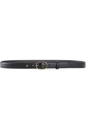 LARDINI Accessoires, Heren, Zwart, 110 CM, Zwarte leren riem met gouden gesp