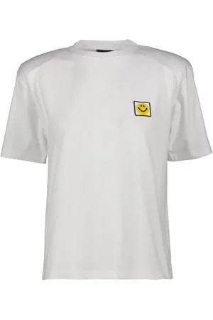 JOSHUA SANDERS Tops, Dames, Wit, S, Katoen, Witte Crew-neck Katoenen T-shirt Italië
