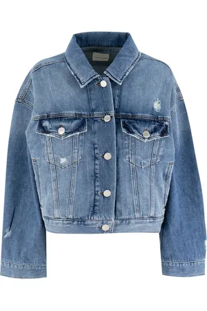 Pinko Jassen, Dames, Blauw, XS, Denim, Klassieke Denimjas met Metalen Studs