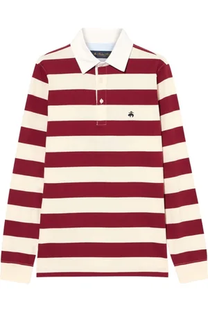 Brooks Brothers Tops, Heren, Rood, M, Katoen, Gestreepte Jersey Rugby Polo