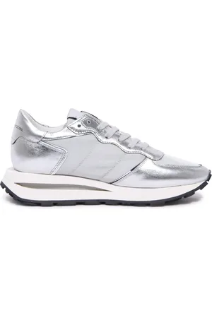 Philippe model Schoenen, Dames, Grijs, 40 EU, Metallic Zilveren Lage Sneakers