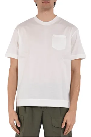 Paolo Pecora Tops, Heren, Wit, 2Xl, Katoen, Katoenen T-shirt met zak en ronde hals