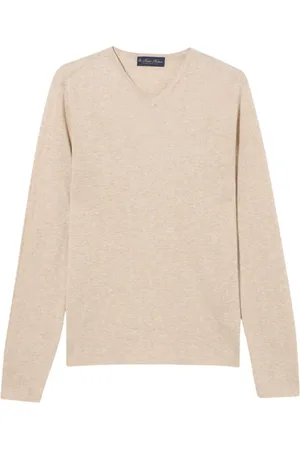 Brooks Brothers Truien, Heren, , M, Katoen, Katoen-linnen V-hals trui