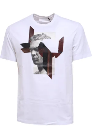 Neil Barrett Tops, Heren, Wit, S, Multicolor Loose Fit Wit T-shirt