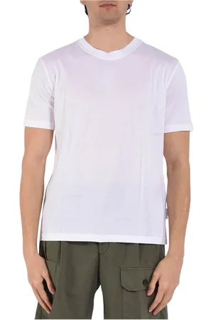 Paolo Pecora Tops, Heren, Wit, XL, Katoen, Katoenen T-shirt met Ronde Hals