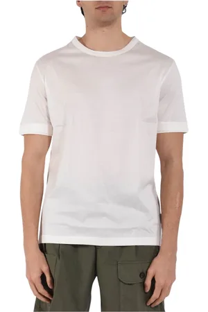 Paolo Pecora Tops, Heren, Wit, XL, Katoen, Katoenen T-shirt met ronde hals