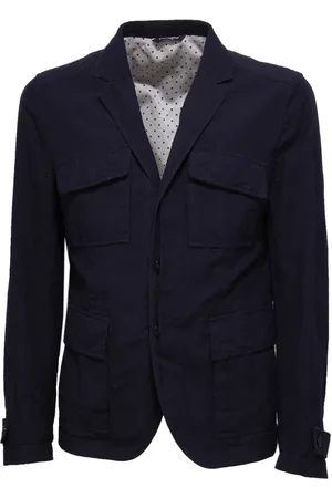 Dolce & Gabbana Jassen, Heren, Blauw, M, Linnen, Linnen jas met gekreukeld effect