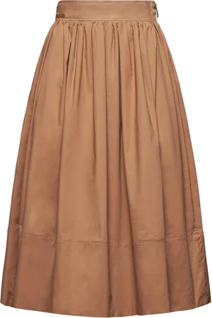 Silvian Heach Rokken, Dames, Bruin, 2Xs, Katoen, Lange rok met gerimpelde details