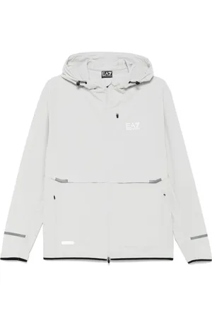 EA7 Jassen, Heren, Grijs, XL, Grijze Zip-Up Hoodie
