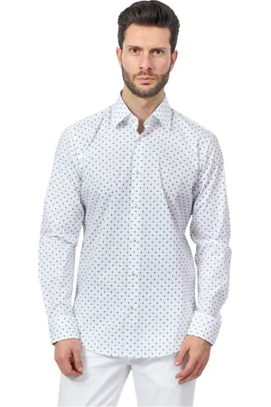 HUGO BOSS Overhemden, Heren, Wit, 5Xl, Katoen, Zakelijk overhemd wit microprint regular fit