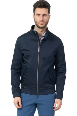 Bugatti Jassen, Heren, Blauw, L, Polyester, Blauwe hoge nekjas met volledige rits