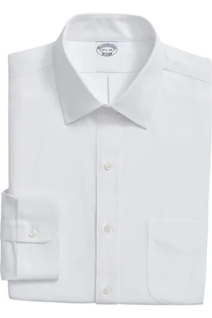 Brooks Brothers Overhemden, Heren, Wit, XL, Katoen, Slim Fit Non-Iron Twill Overhemd met Ainsley Kraag