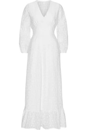American Dreams Kleedjes, Dames, Wit, L, Katoen, Witte Katoenen Jurk voor Vrouwen