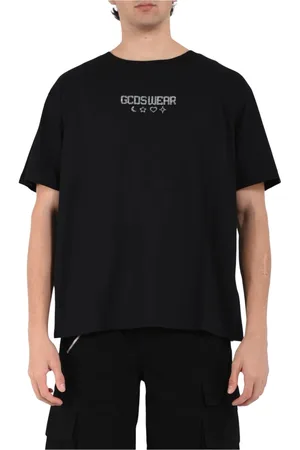 GCDS Tops, Heren, Zwart, M, Katoen, Katoenen T-shirt met ronde hals