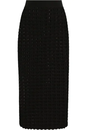 Dolce & Gabbana Rokken, Dames, Zwart, S, Zwarte Gebreide Hoge Taille Rok