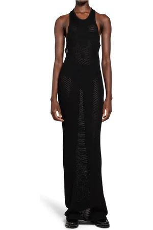 LANEUS Kleedjes, Dames, Zwart, XS, Zwart Gehaakte Halter Maxi Jurk