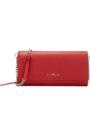 John Richmond Tassen, Dames, Rood, ONE Size, Leer, Portemonnee met ketting schouderband