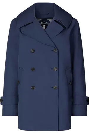 save the duck Mantels, Dames, Blauw, M, Blauwe Trenchcoat met Engelse Stijl