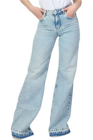 GAËLLE Jeans, Dames, Blauw, W29, Palazzo Blauwe Jeans met knoop en rits