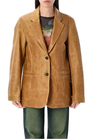OUR LEGACY Jassen, Dames, Bruin, S, Leer, Leren Blazer Burnt Sugar Buitenkleding