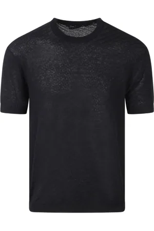 LOW BRAND Tops, Heren, Zwart, S, Katoen, Zwarte Jacquard T-shirts en Polos