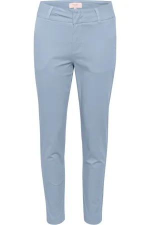 Part Two Broeken, Dames, Blauw, 3Xl, Denim, Faded Denim Straight-Leg Broek