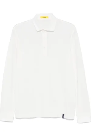 DRUMOHR Tops, Heren, Wit, L, Katoen, Wit poloshirt met lange mouwen