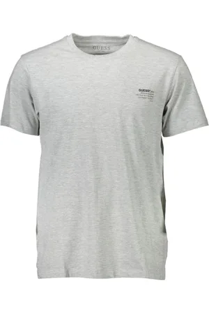 Guess Tops, Heren, Grijs, XL, Katoen, Klassiek Grijs Logo T-Shirt Ronde Hals
