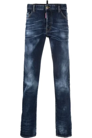 Dsquared2 Jeans, Heren, Blauw, XS, Katoen, Logo-Patch Straight-Leg Jeans