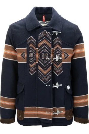 FAY Jassen, Dames, Blauw, S, Suède, Jas met inheemse Amerikaanse stijl met suède details