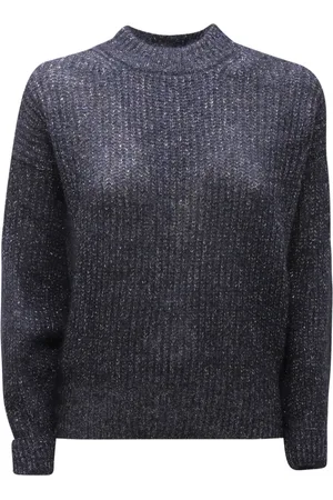 D.EXTERIOR Truien, Dames, Blauw, L, Wol, Blauwe wollen trui met Lupetto-stijl