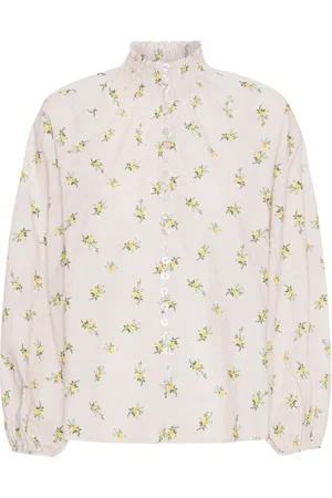 American Dreams Blouses & Shirts, Dames, Veelkleurig, M, Katoen, Gele Bloem Katoenen Shirt