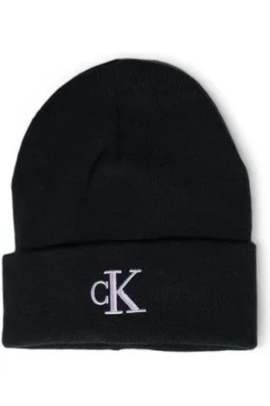 Calvin Klein Accessoires, Dames, Zwart, ONE Size, Polyester, Zwarte Polyester Beanie Hoed