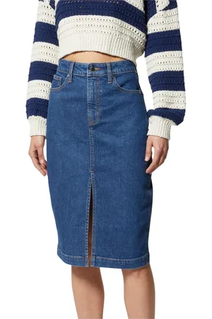 Silvian Heach Rokken, Dames, Blauw, W26, Denim, Denim rok met split