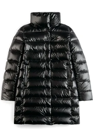FAY Jassen, Dames, Zwart, XL, Nylon, Lange Donsjas Met Haak