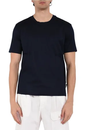 Paolo Pecora Tops, Heren, Blauw, M, Katoen, Katoenen T-shirt met ronde hals