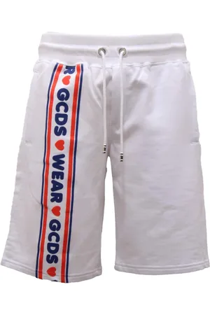 GCDS Korte broeken, Heren, Wit, L, Katoen, Witte Bermuda Sweat Shorts met Koord