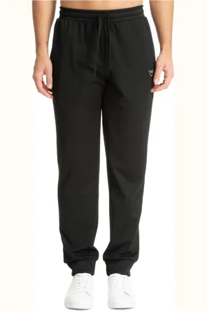 Emporio Armani Broeken, Heren, Zwart, M, Polyester, Trekkoord Trainingsbroeken, Effen, Elastische Taille