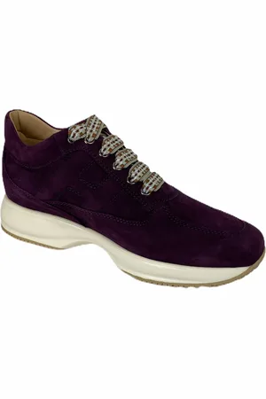 Hogan Schoenen, Dames, Paars, 36 EU, Suède, Interactieve Suède Paarse Veterschoenen